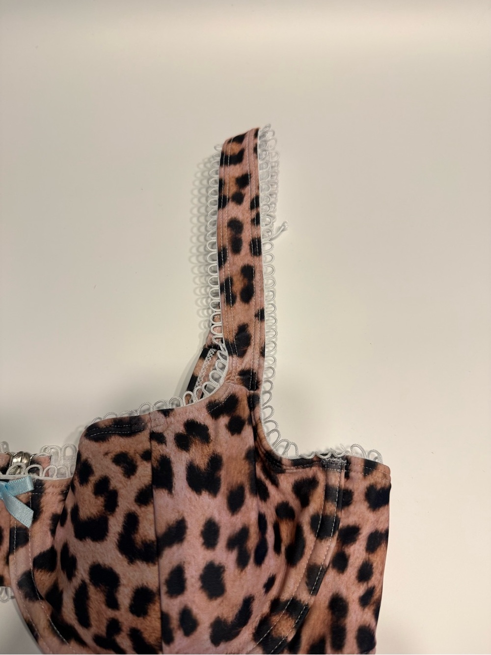 SHEIN Swim Leopard Print Lace Trim Bow Tie Underwire Bikini Set - Large - Picture 9 of 12